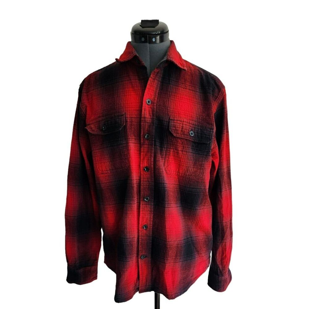 Woolrich Mens Red Black Buffalo Plaid Flannel Button Down Shirt Size M